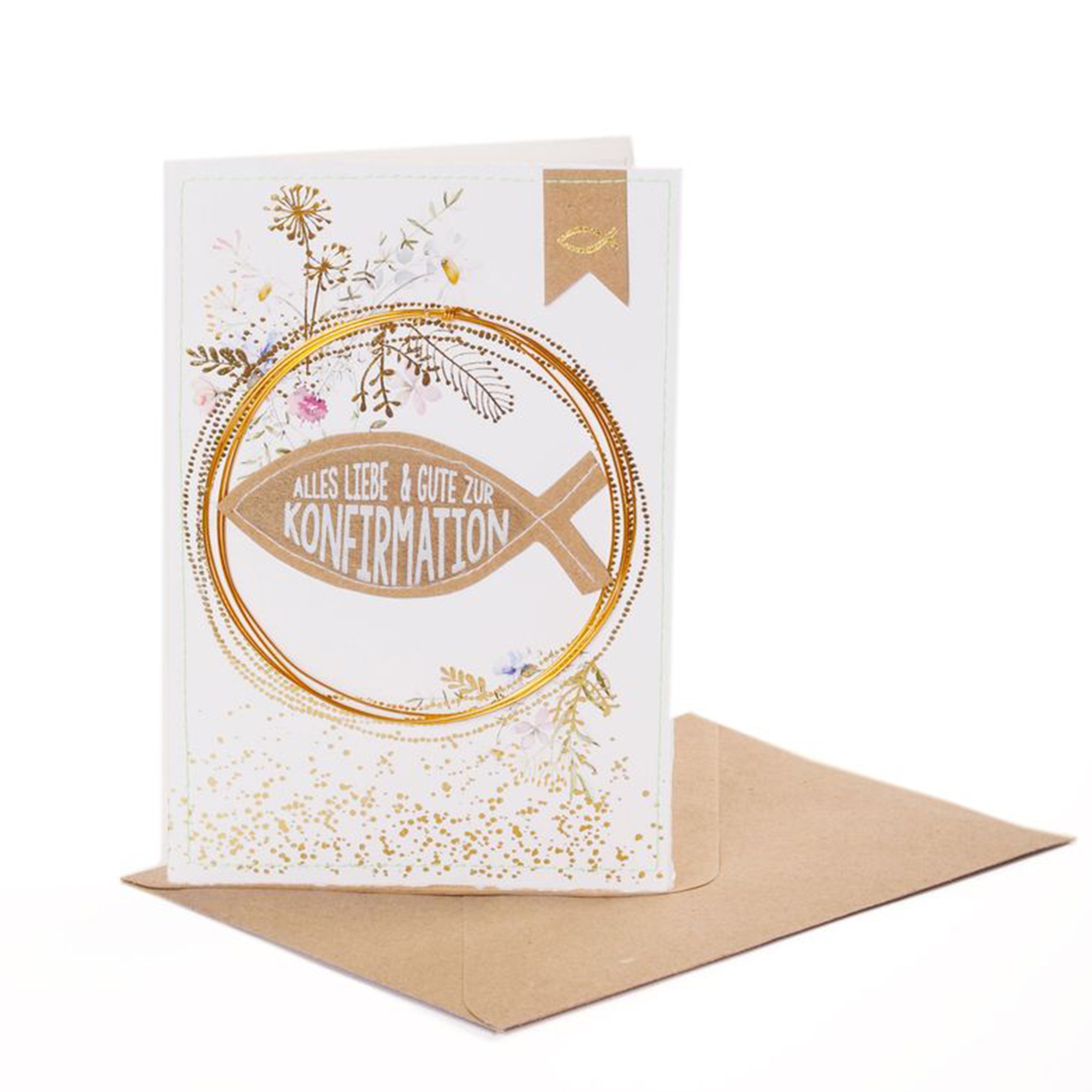 Konfirmationsblumenkarte "Fisch" Briefumschlag, Grußkarte, Post