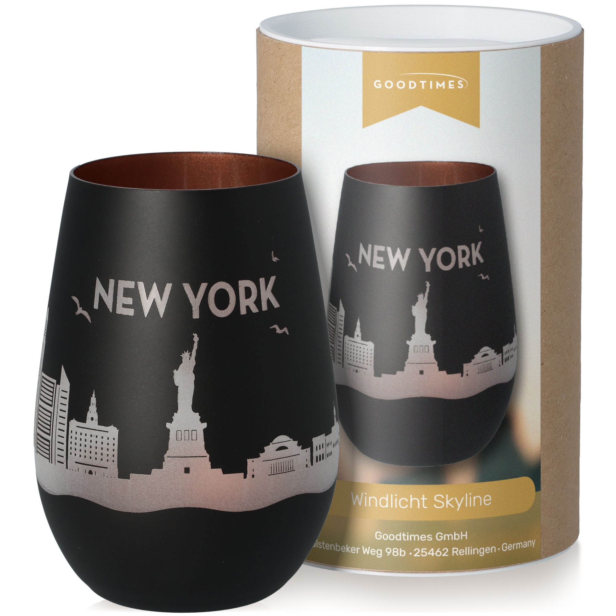 Windlicht Skyline New York Schwarz/Bronze Krug, Töpferei