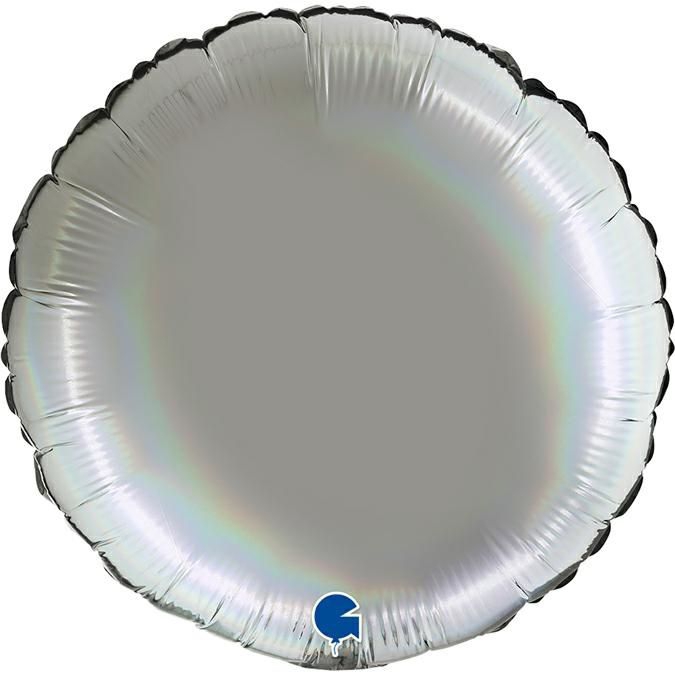 Folienballon Rund Rainbow Holo Platinum Pure 45cm Aluminium