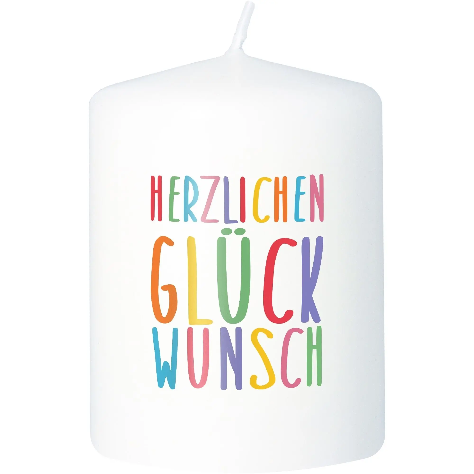 Stumpenkerze "Herzlichen Glückwunsch"