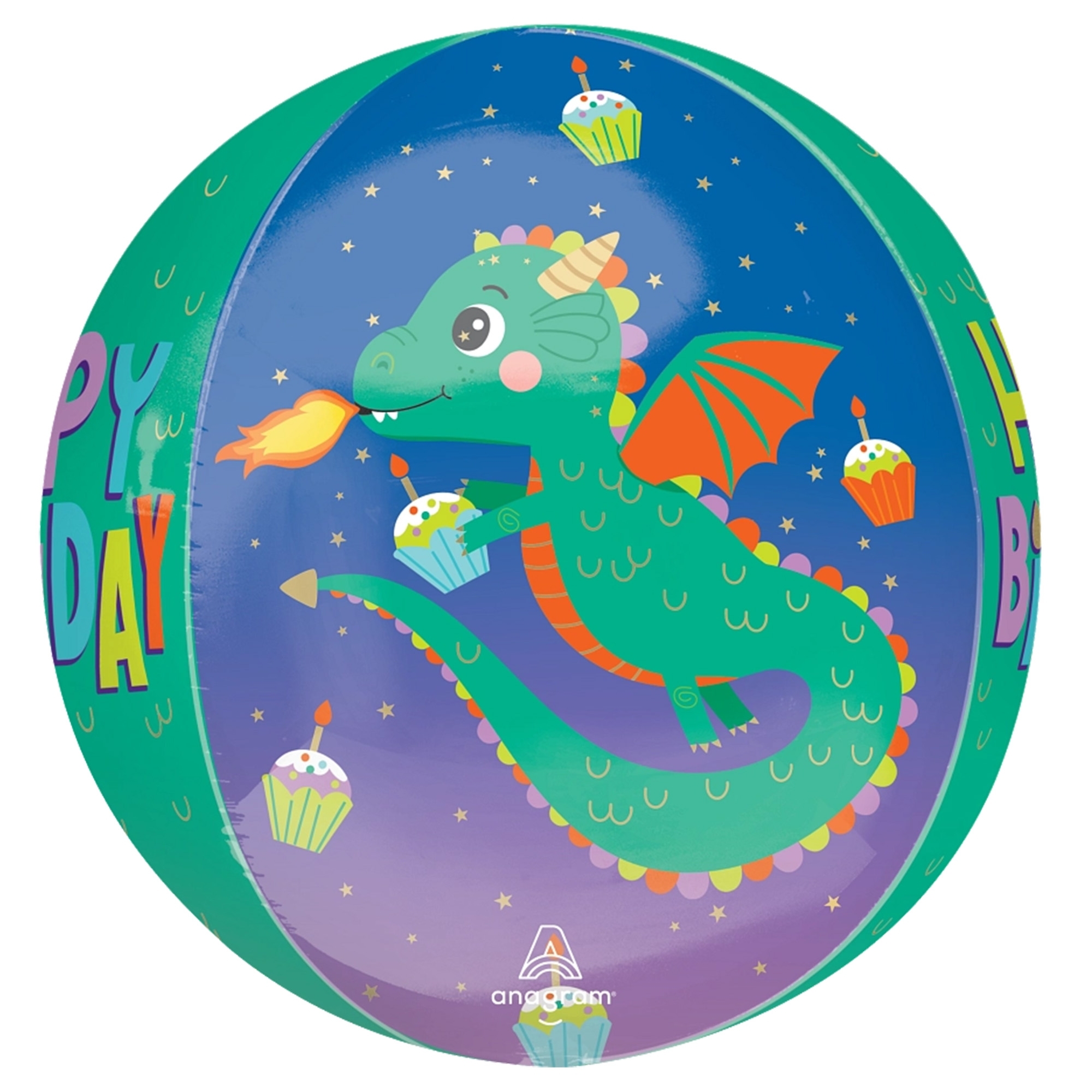 Folienballon Orbz "Drachen Geburtstag" 40cm Teller