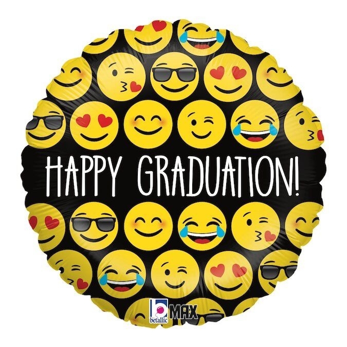 Folienballon "Emoji Graduation" 45 cm Logo