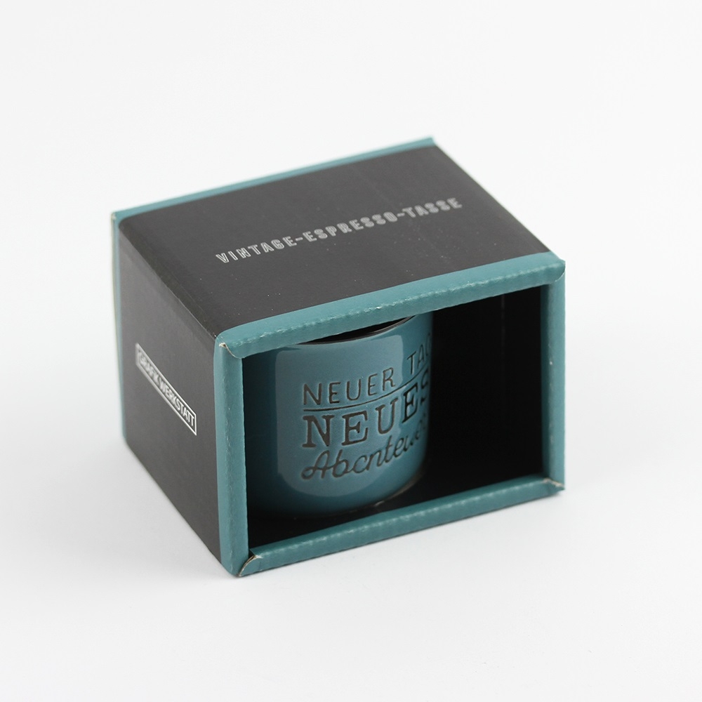 Espresso-Tasse Vintage "Neuer Tag, neues Abenteuer"