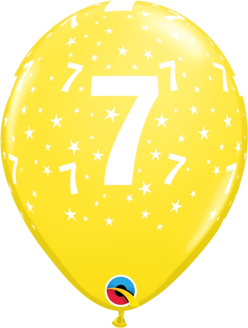 Qualatex Latexballon 7. Geburtstag verschiene Farben Ø 30cm
