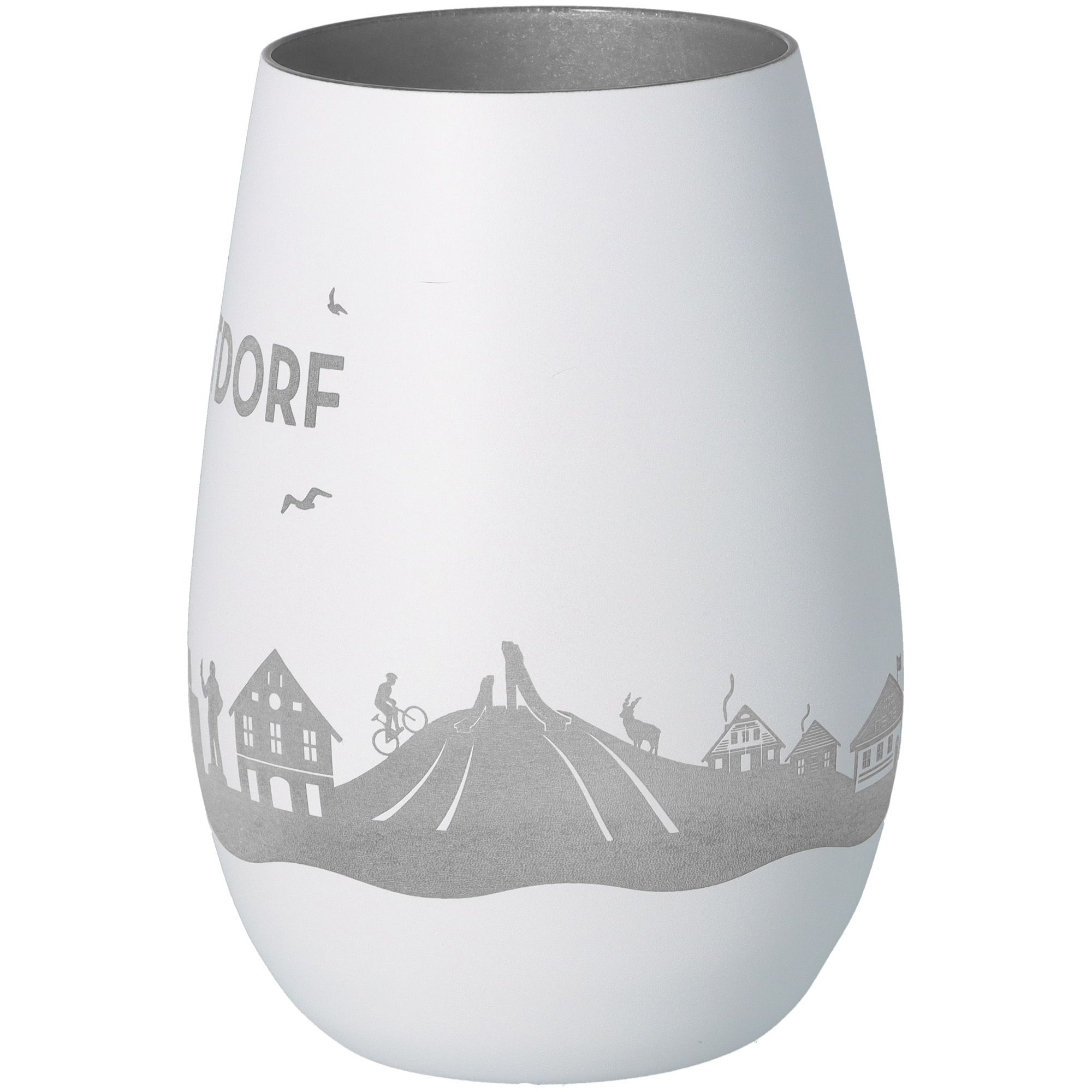 Windlicht Skyline Oberstdorf Weiß/Silber Töpferei, Krug, Vase, Kunst, Porzellan