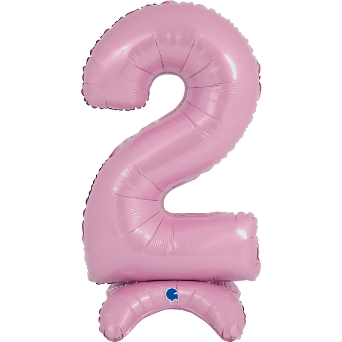 Folienballon Zahl 2 Pastell Rosa, 65cm