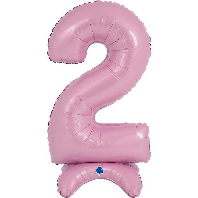 Folienballon Zahl 2 Pastell Rosa, 65cm