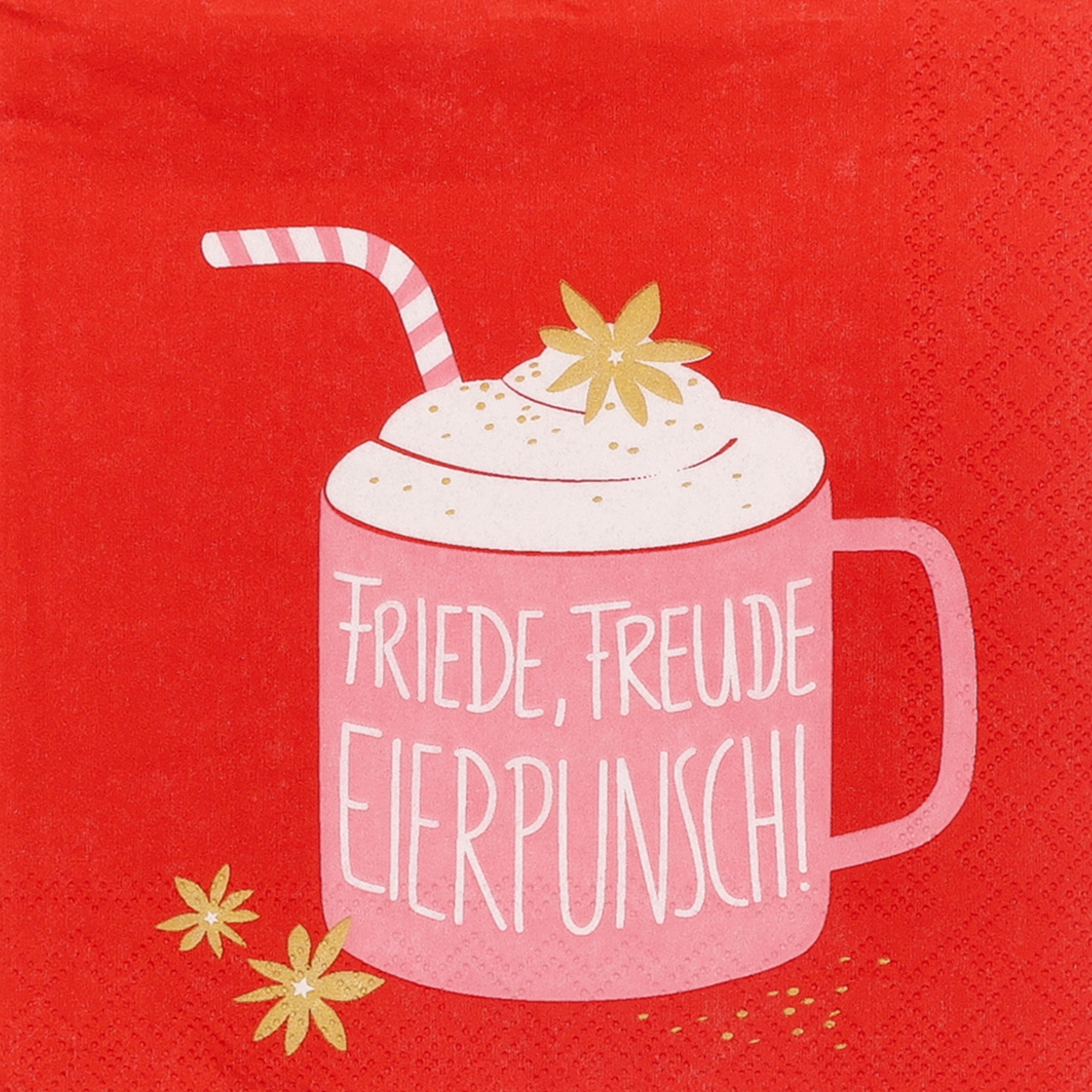 20 Cocktailsservietten "Friede, Freude Eierpunsch" Getränk, Saft, Tasse, Smoothie, Milch