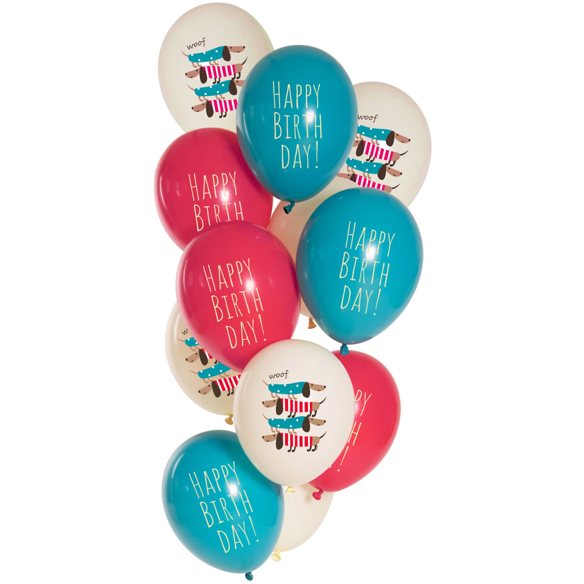 12 Latexballons im Set "Birthday Dog" Ø 33cm