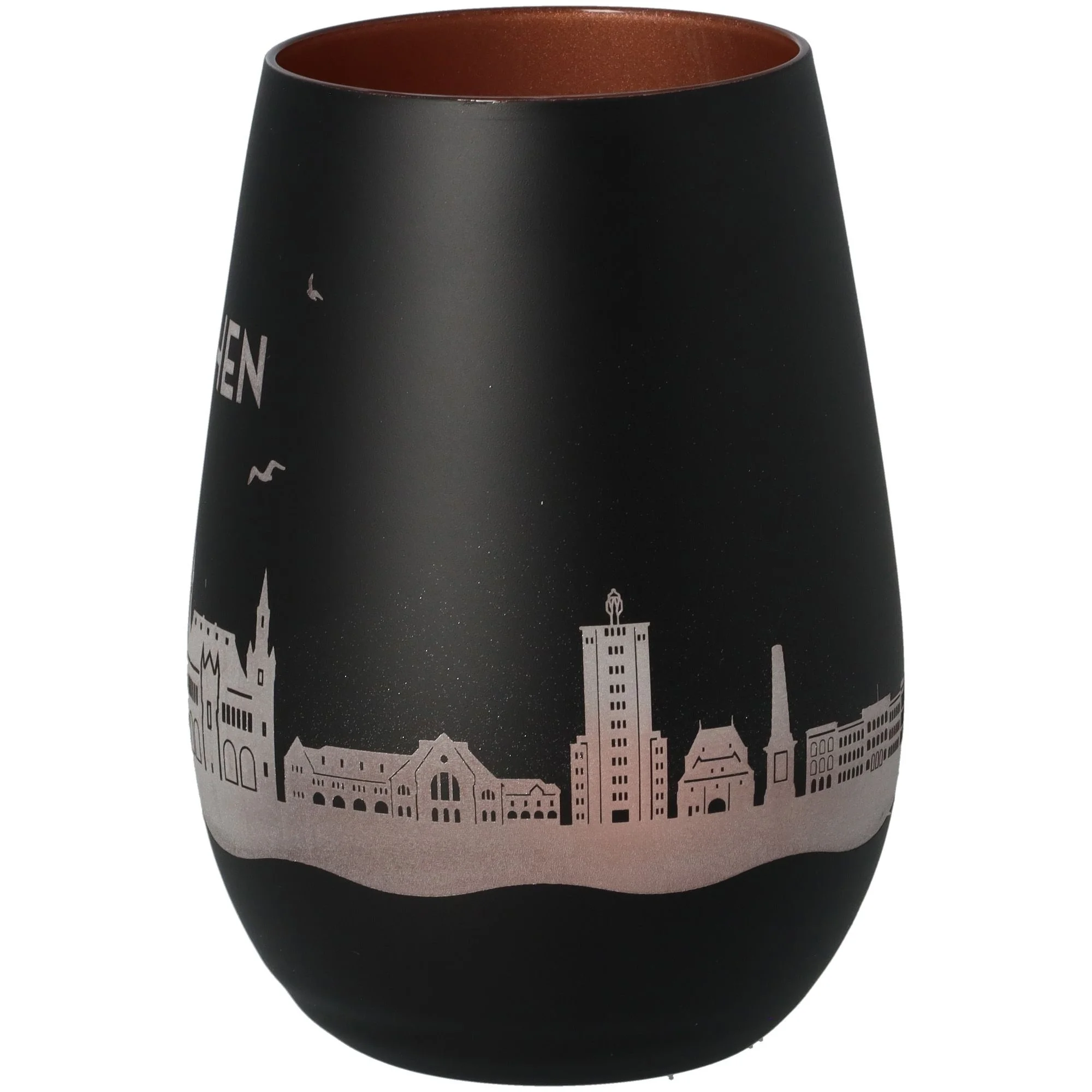 vase, schwarze vase, Stadt skyline, matt finish, Keramik