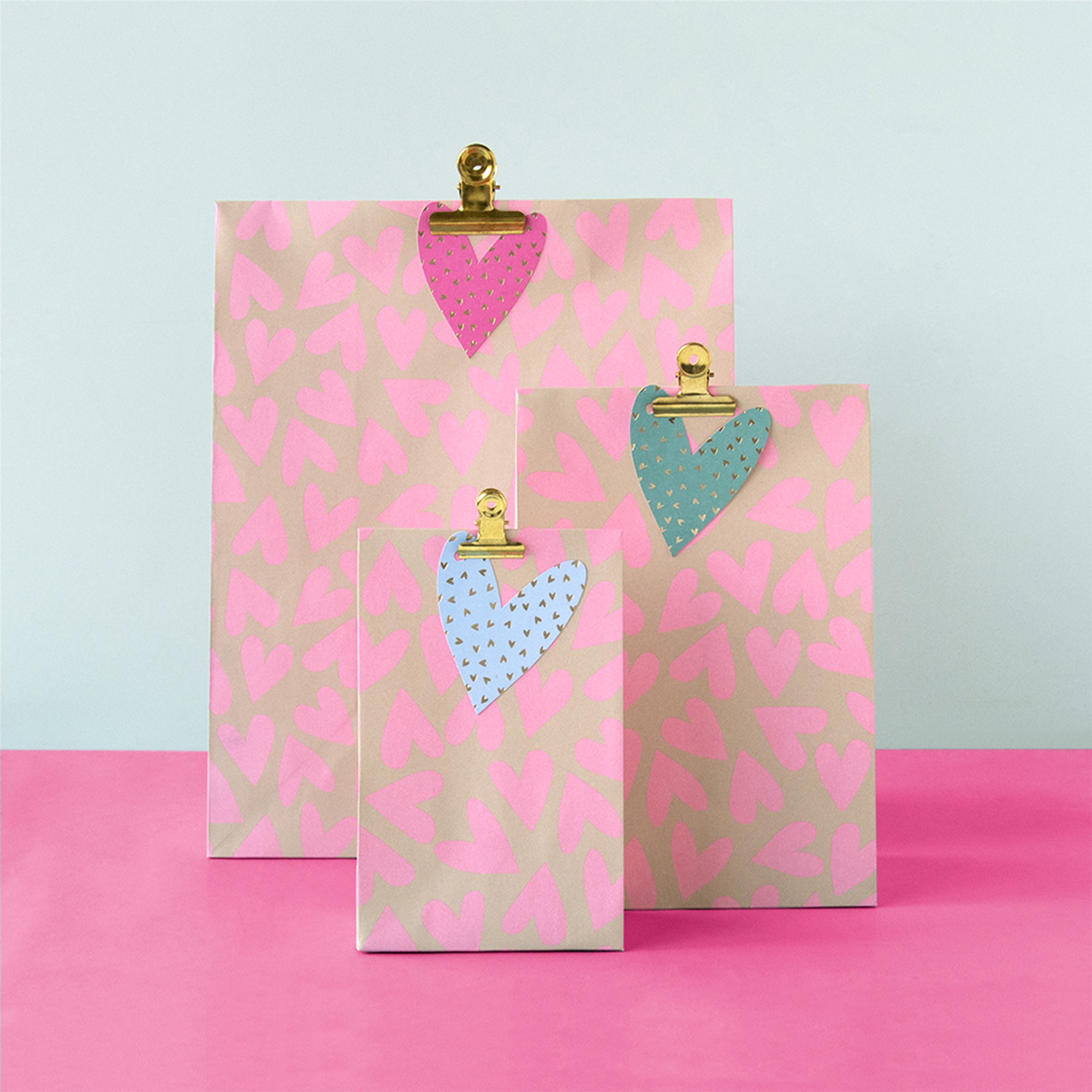 Blockbodenbeutel L "Herzen Pink" Blockbodenbeutel L "Herzen Pink"