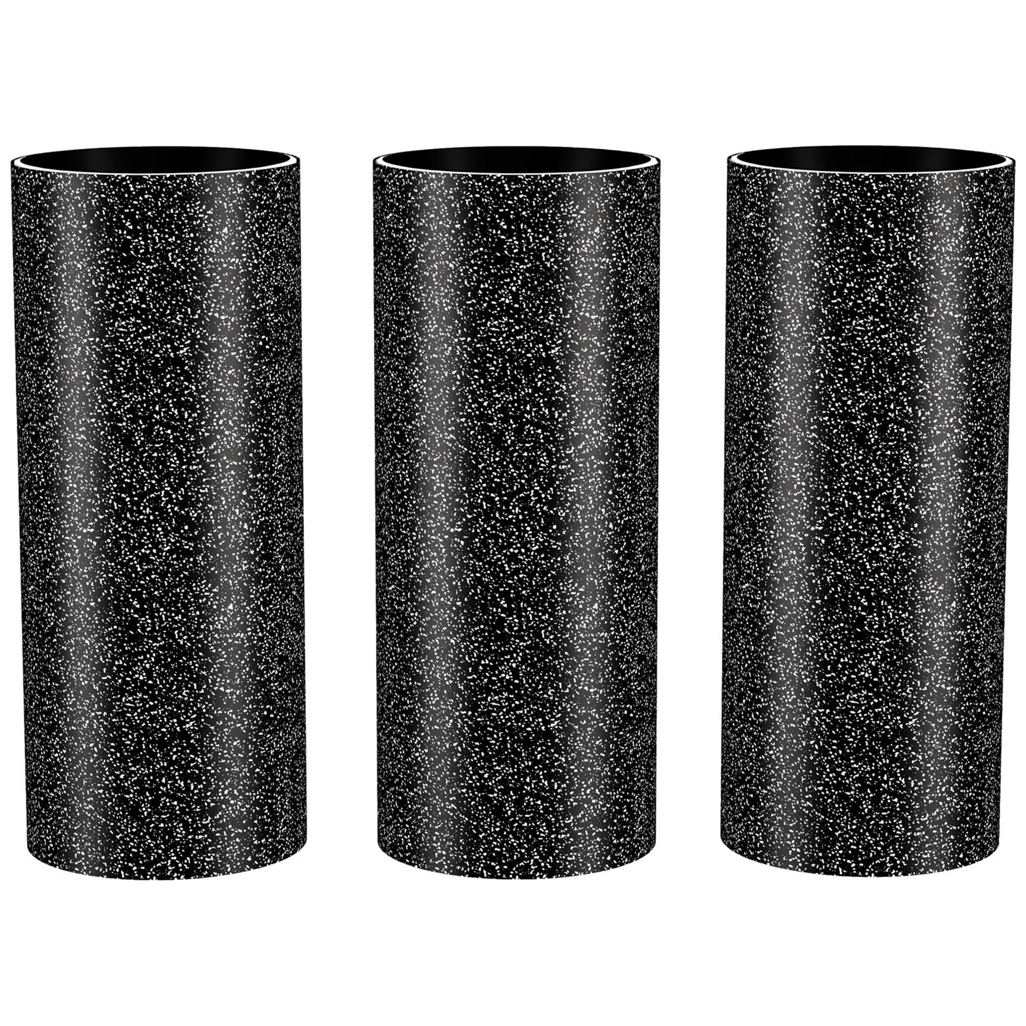 3 Schwarze Glitzer Tischbomben