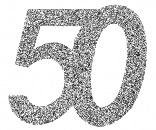 Glitzerkonfetti "50", Silber, 6 Teile Glitzerkonfetti "50", Silber, 6 Teile