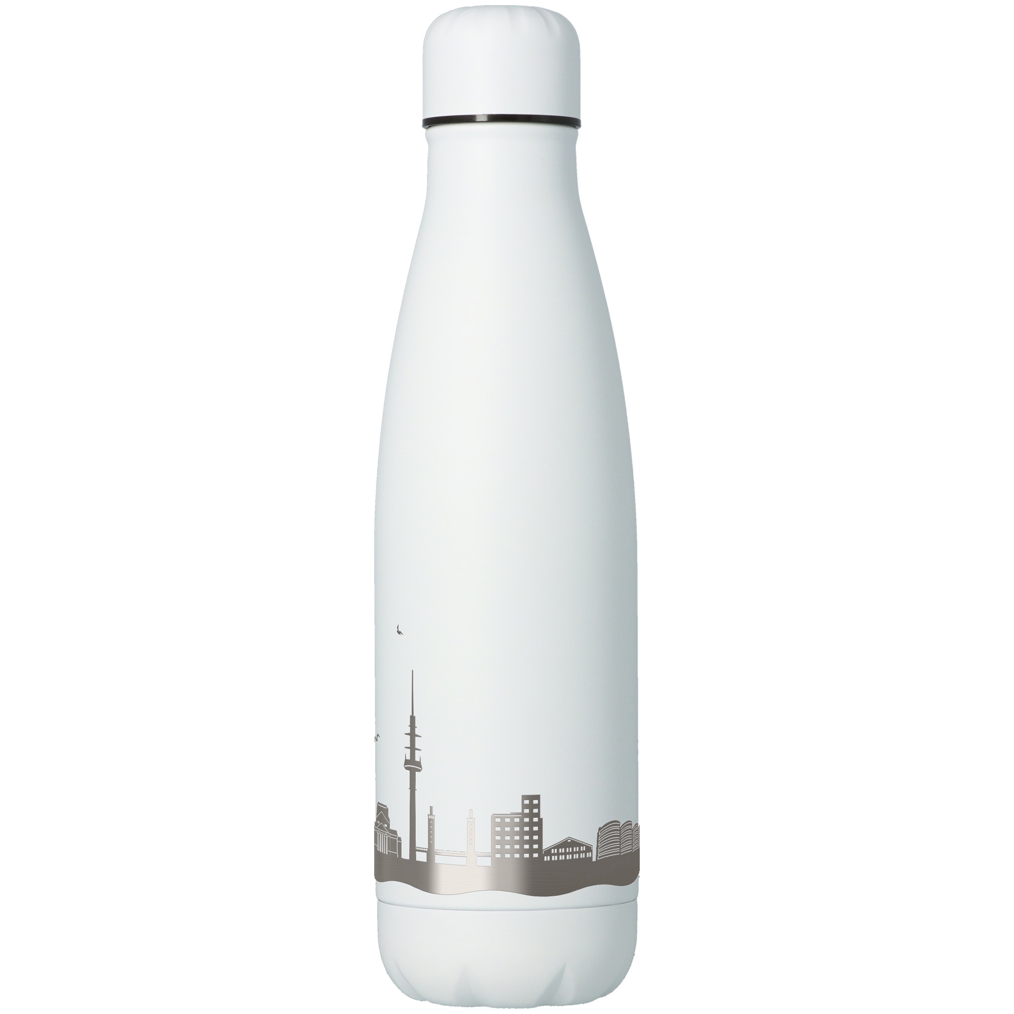 65353d6655e52a485131fe506b4534f3765ad930 Trinkflasche Skyline Duisburg Weiß 500ml
