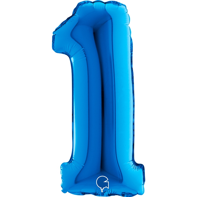 Folienballon Zahl "1" Blau, zur Luftbefüllung, 35 cm Folienballon Zahl "1" Blau, zur Luftbefüllung, 35 cm