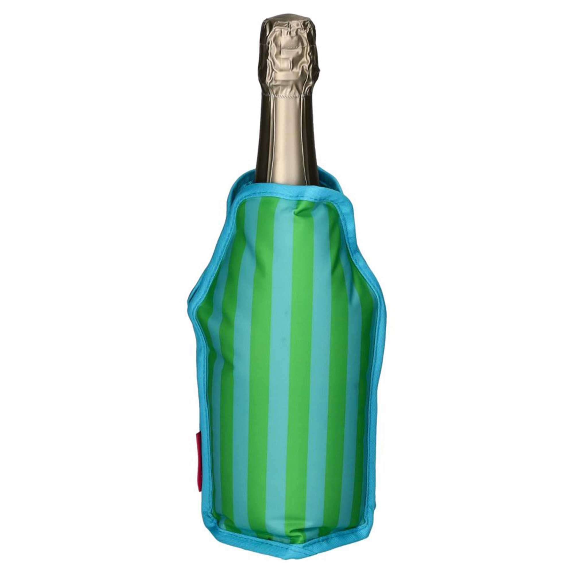 Kühlmanschette "Streifen" Grün/Türkis Flasche, Wein, Weinflasche, Bier, Bier-Flasche