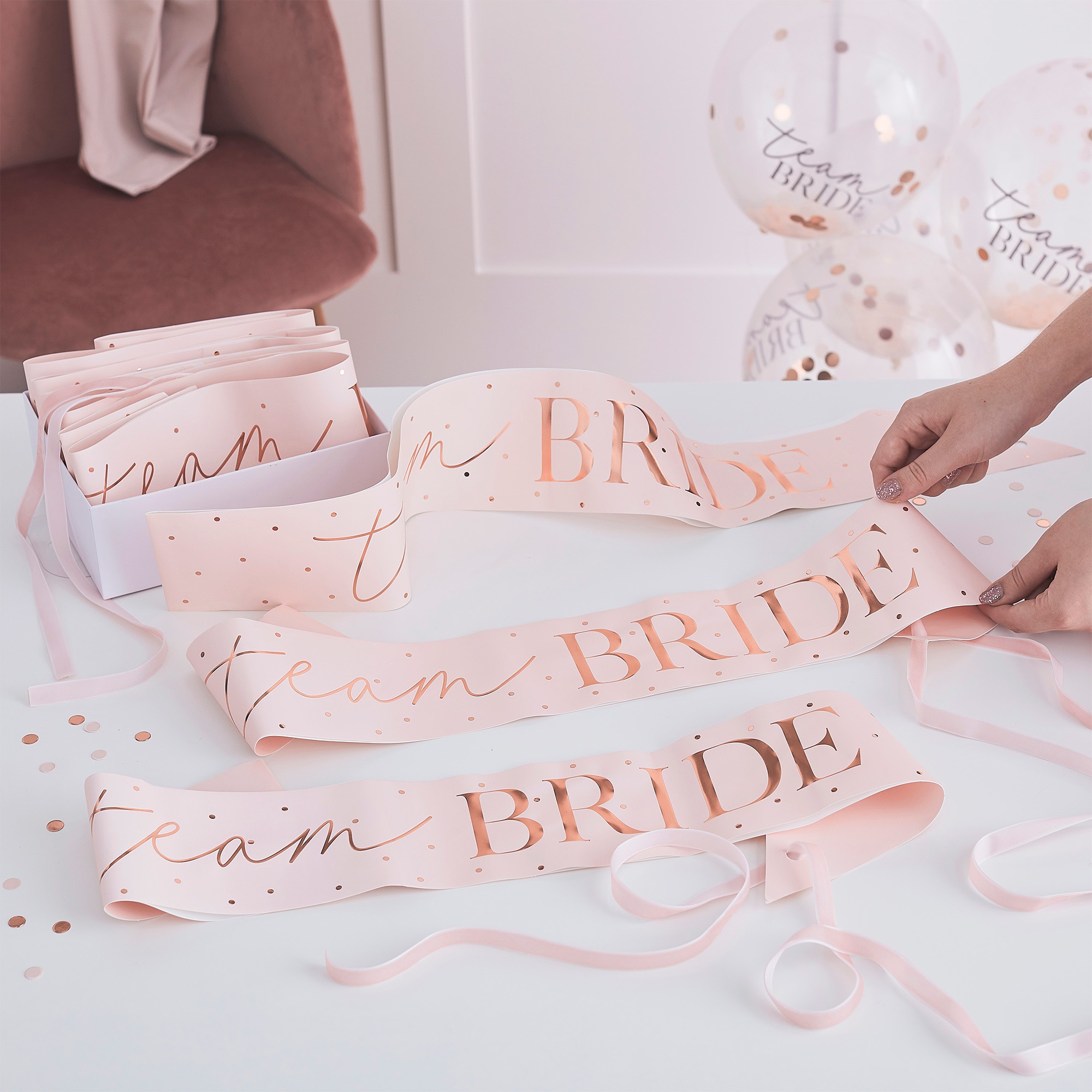 6 Schärpen "Team Bride"