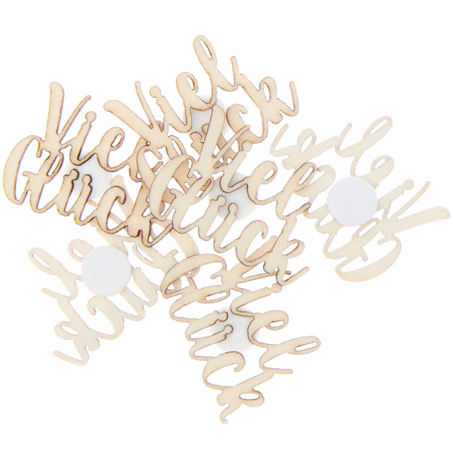 6 Holzsticker "Viel GlĂŒck" 6 Holzsticker "Viel GlĂŒck"