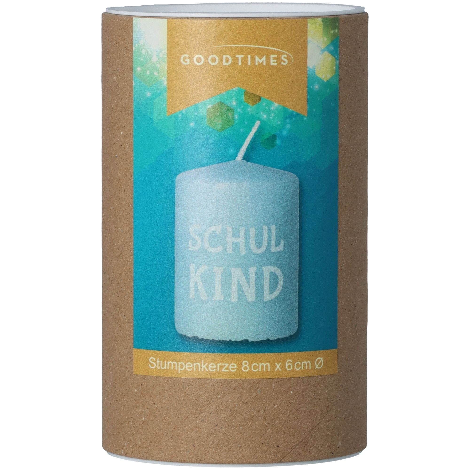 Stumpenkerze "Schulkind" Hellblau