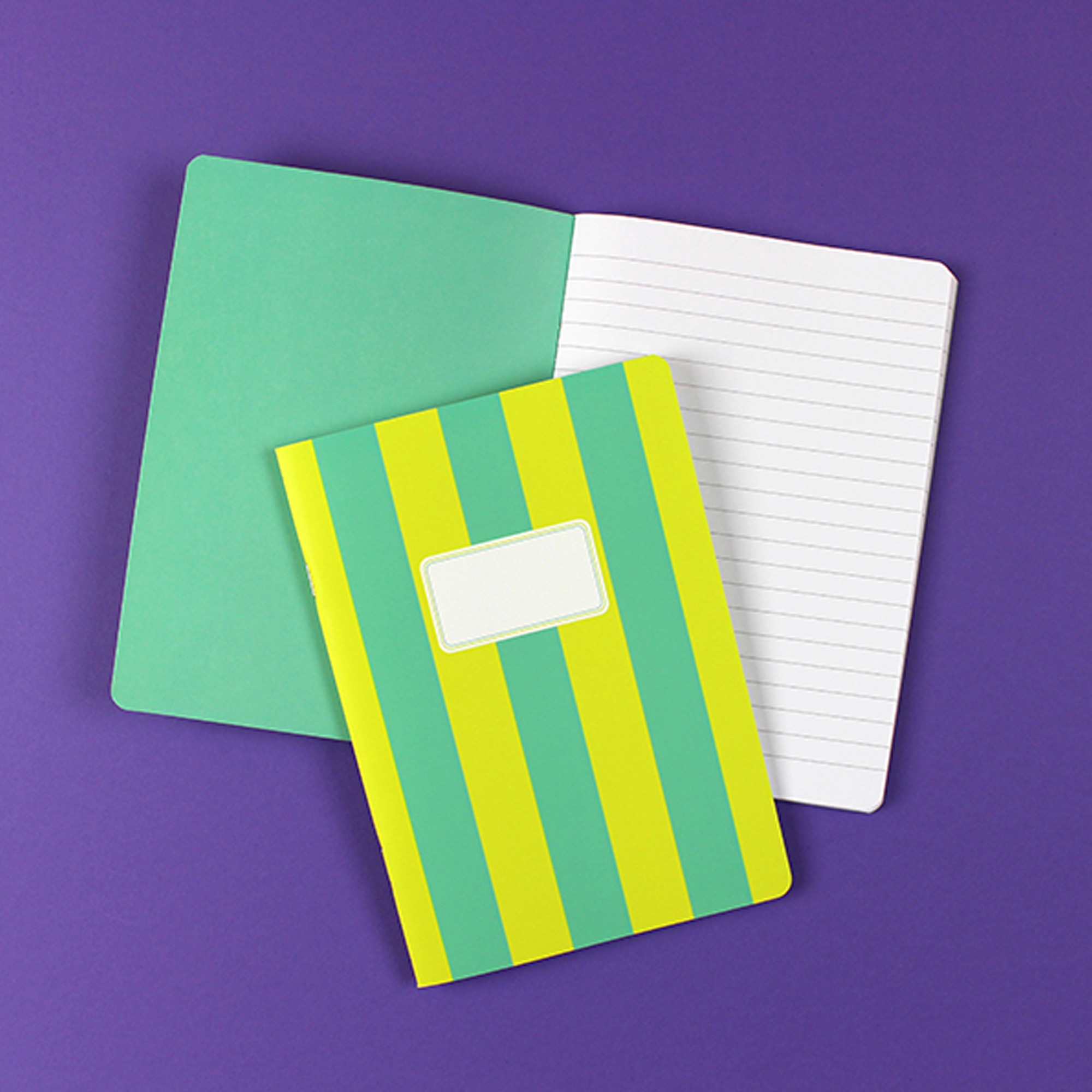 Notizheft "Streifen" Liniert, Mint, Lemon