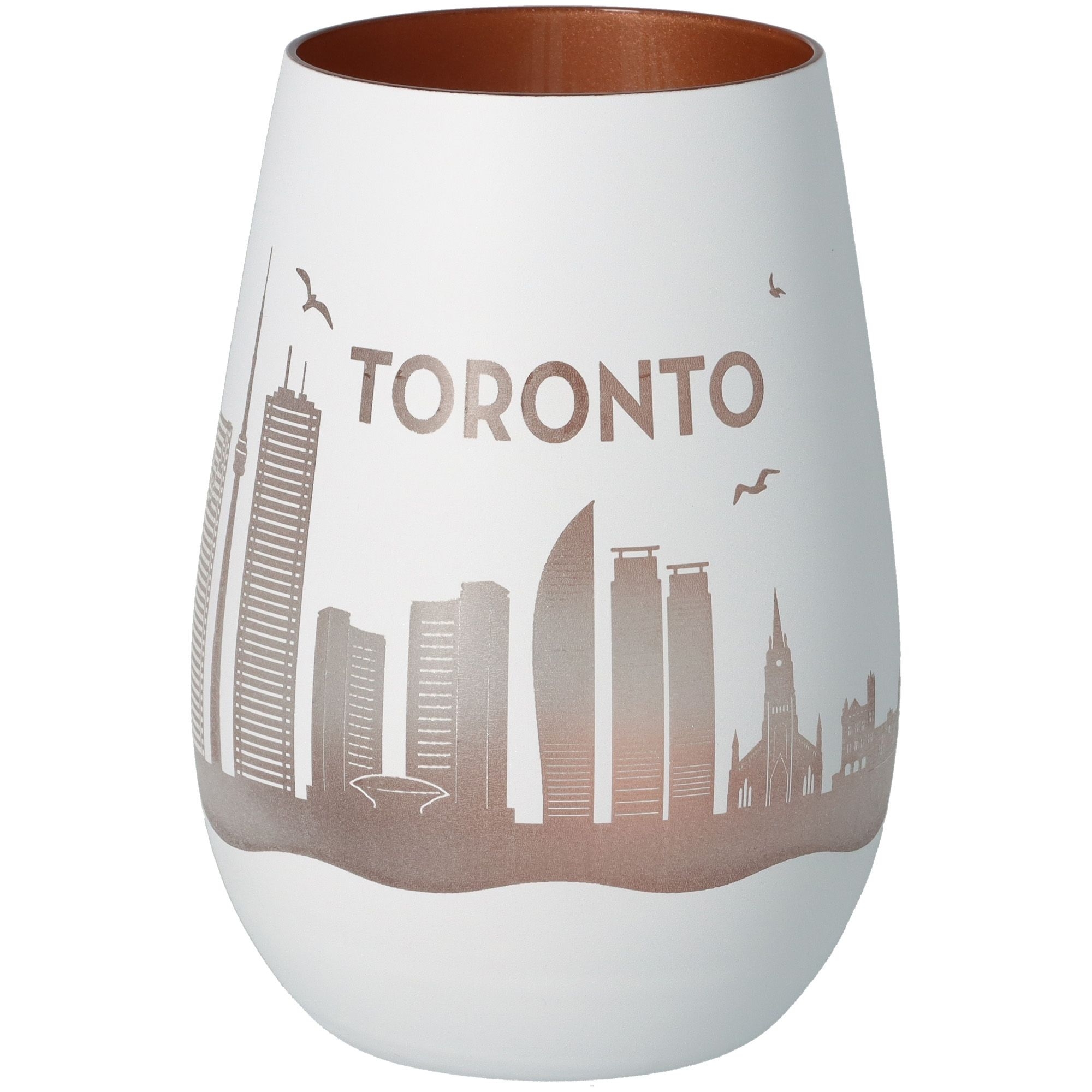 Vase, Keramik, Stadt-Silhouette, Toronto, Weiß-creme