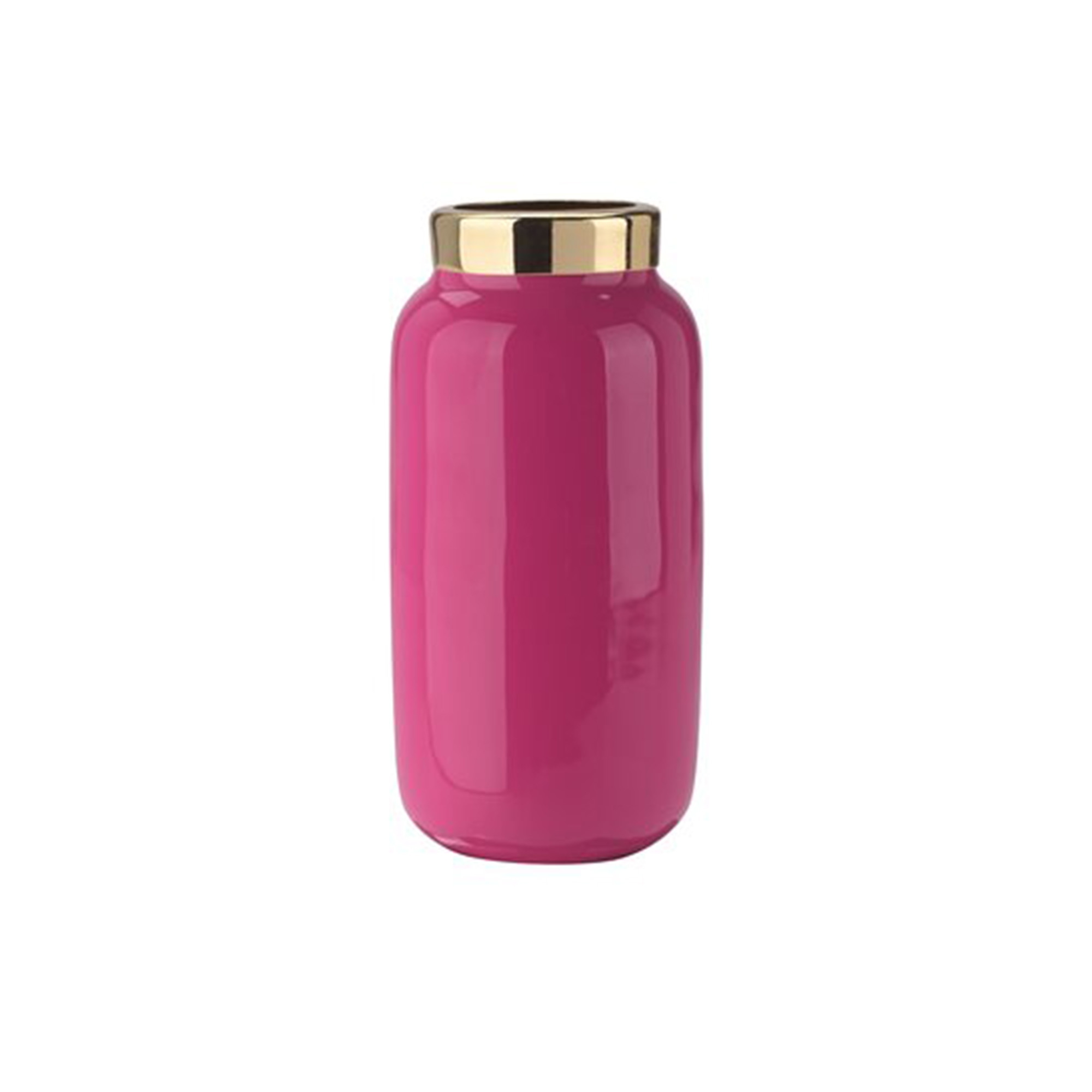 Minivase mit Metallring, Pink/Gold