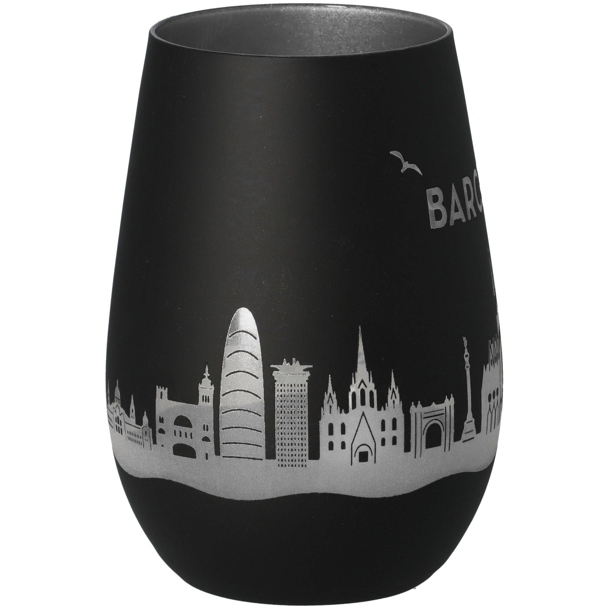 Windlicht Skyline Barcelona Schwarz/Silber Töpferei, Krug, Vase