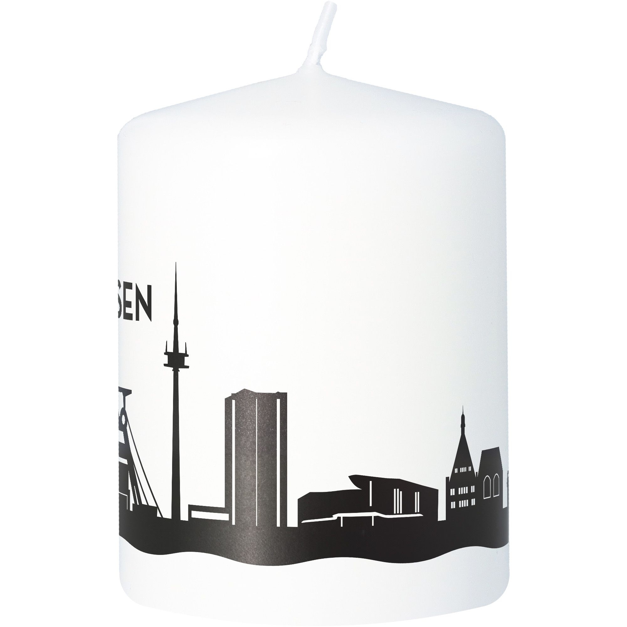 Stumpenkerze Skyline Essen Weiß Stumpenkerze Skyline Essen Weiß