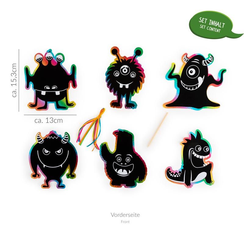 Little Monster - 6 Kritzel Anhänger zum Kratzen und Ausmalen Little Monster - 6 Kritzel Anhänger zum Kratzen und Ausmalen