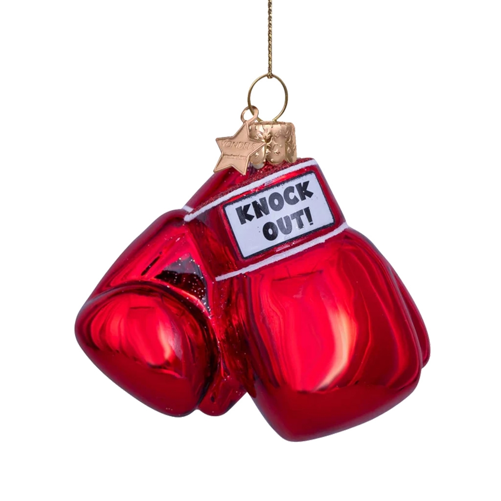 Glaskugel Ornament, Boxhandschuh, Kugeln Ornament, Rot, Knebelgeschenk