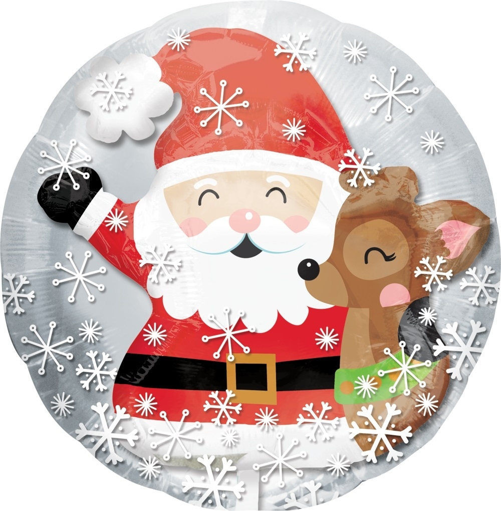 Folienballon Ballon im Ballon Santa & Niedliches Reh 60 cm Folienballon Ballon im Ballon Santa & Niedliches Reh 60 cm