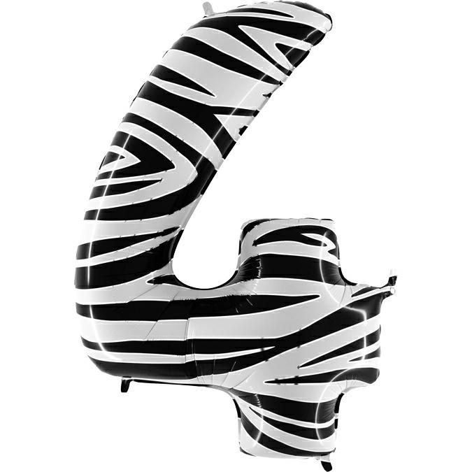 Folienballon Zahl 4 Zebra 100 cm