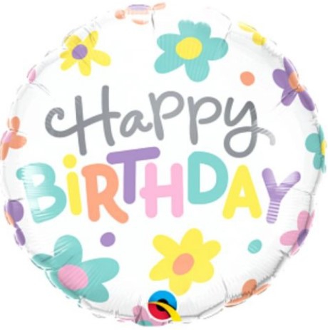 Folienballon Happy Birthday "Blümchen" 46cm