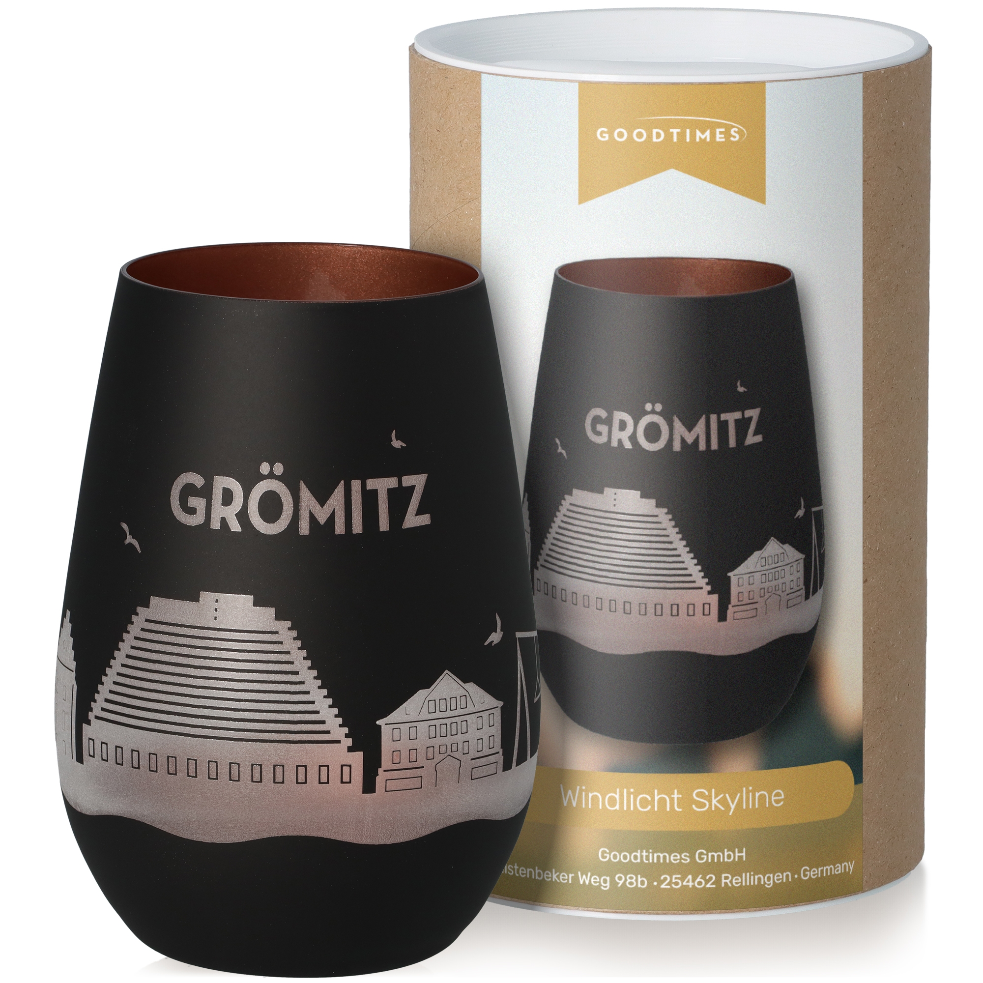 Windlicht Skyline Grömitz Schwarz/Bronze Krug, Töpferei, Tasse