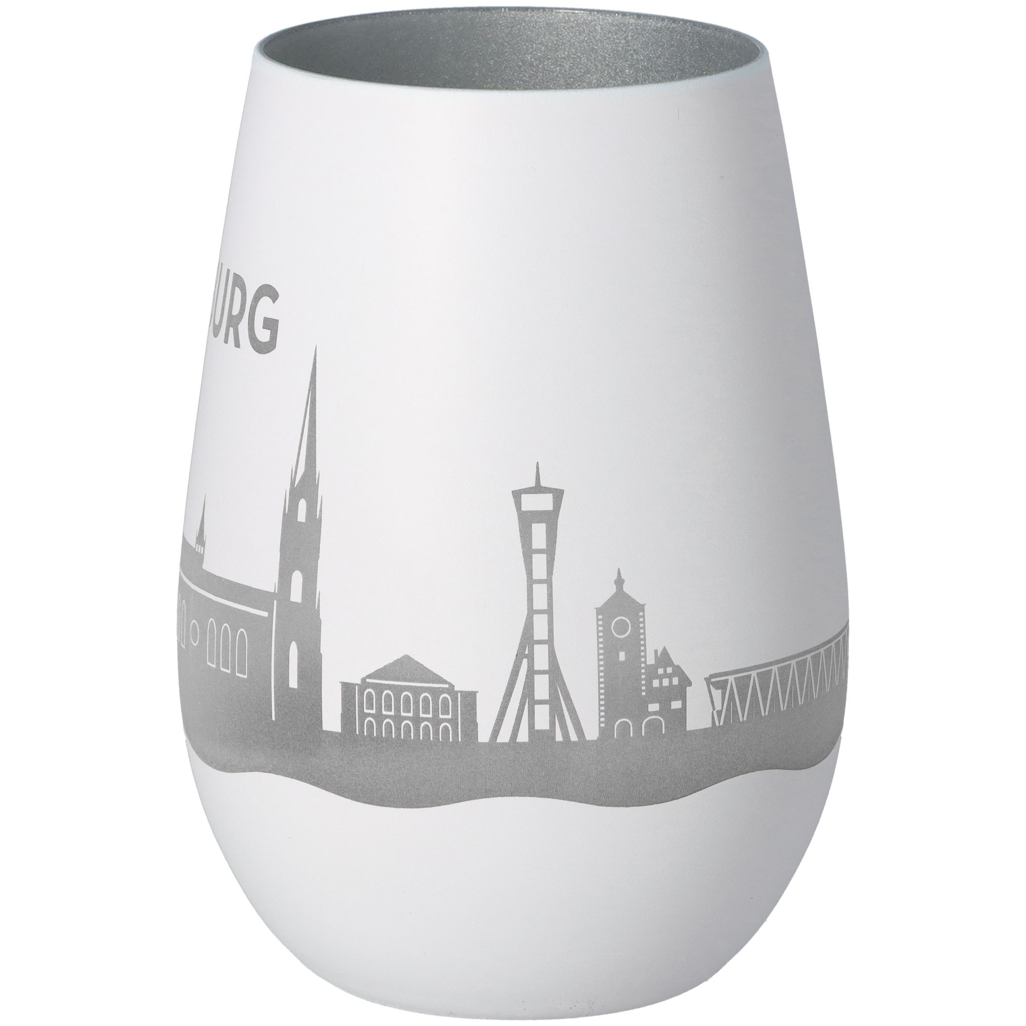 Windlicht Skyline Freiburg Weiß/Silber Windlicht Skyline Freiburg Weiß/Silber