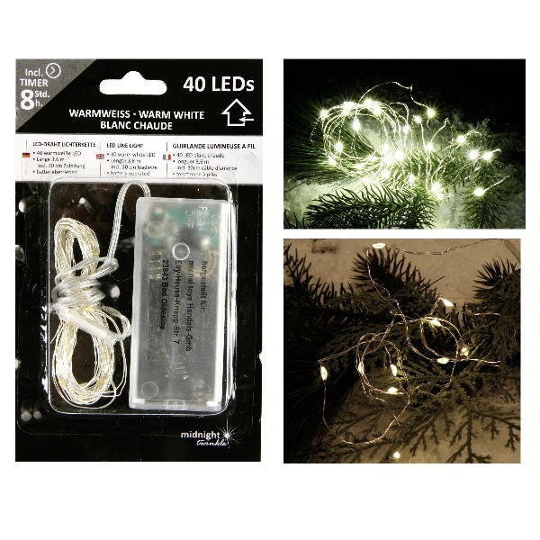 40 LED Draht Lichterkette Warm-Weiß 40 LED Draht Lichterkette Warm-Weiß