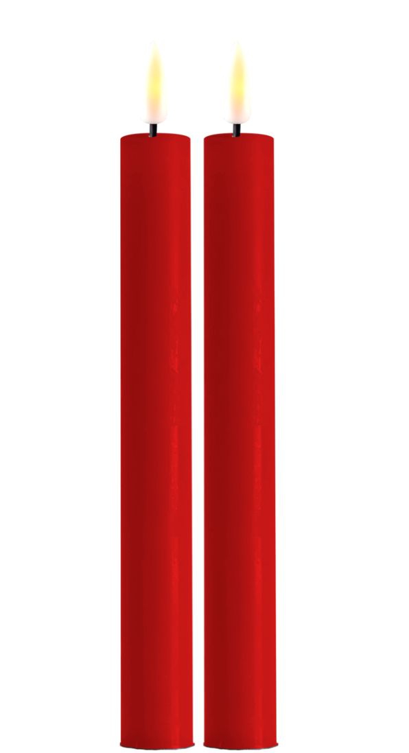Deluxe - 2 LED Stabkerzen Rot, 24 cm