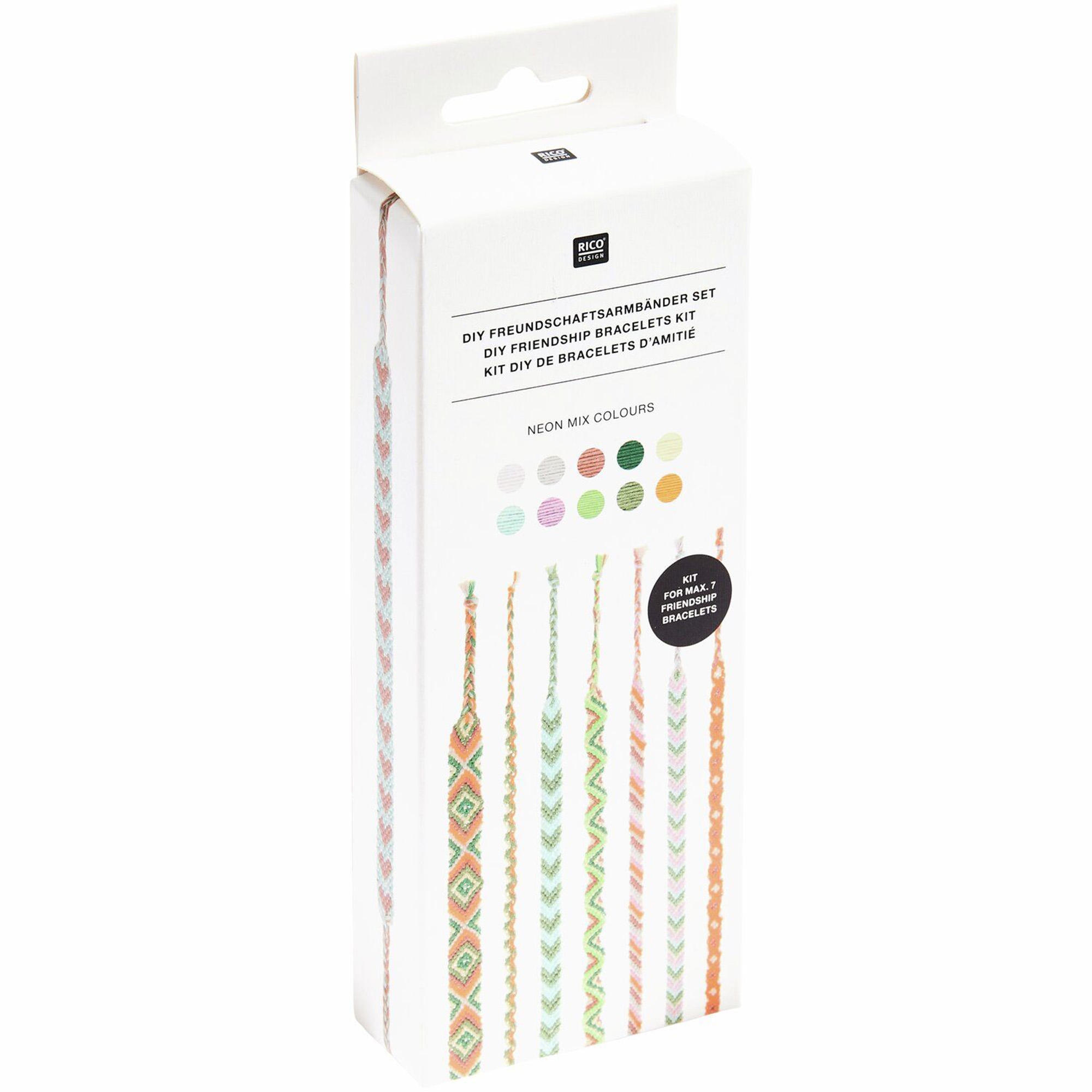 DIY Freundschaftsarmbänder Set "Neon Mix Colours" Kräuterig, Pflanze, Flasche, Getränk, Milch