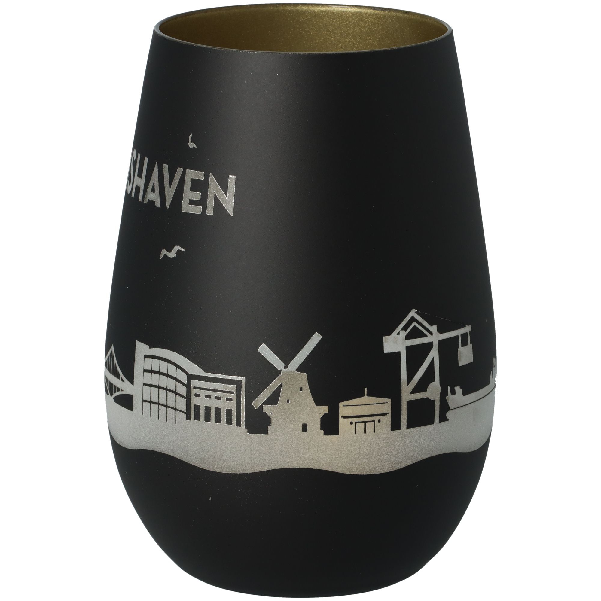 Windlicht Skyline Wilhelmshaven Schwarz/Gold Windlicht Skyline Wilhelmshaven Schwarz/Gold