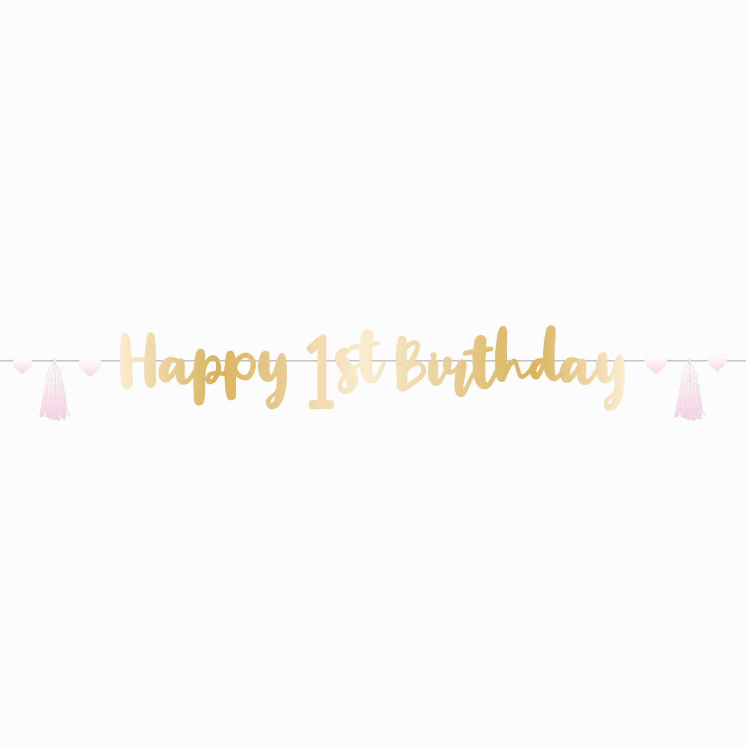 Girlande zum 1. Geburtstag "Happy 1st Birthday", Gold/Rosa