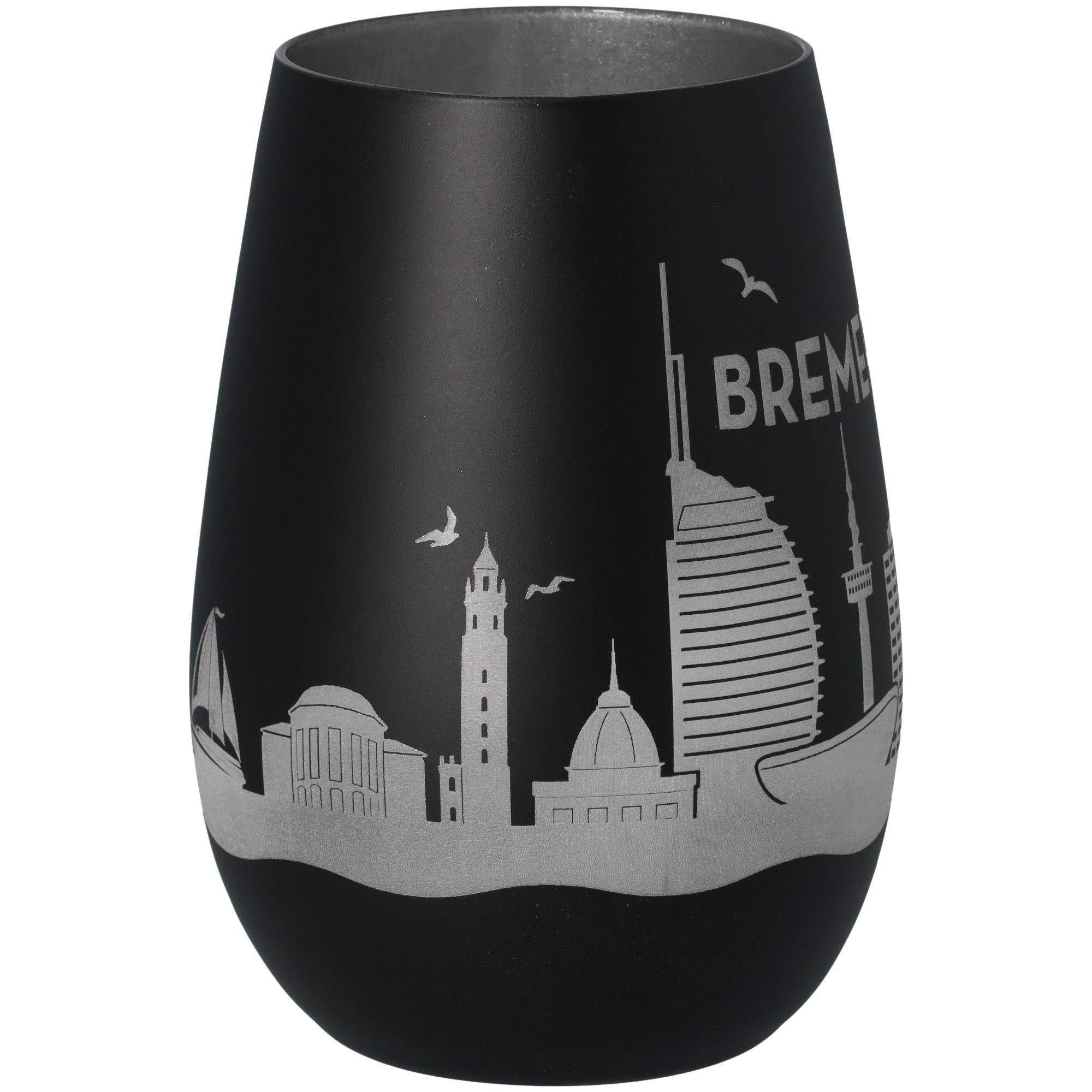 Windlicht Skyline Bremerhaven Schwarz/Silber Windlicht Skyline Bremerhaven Schwarz/Silber
