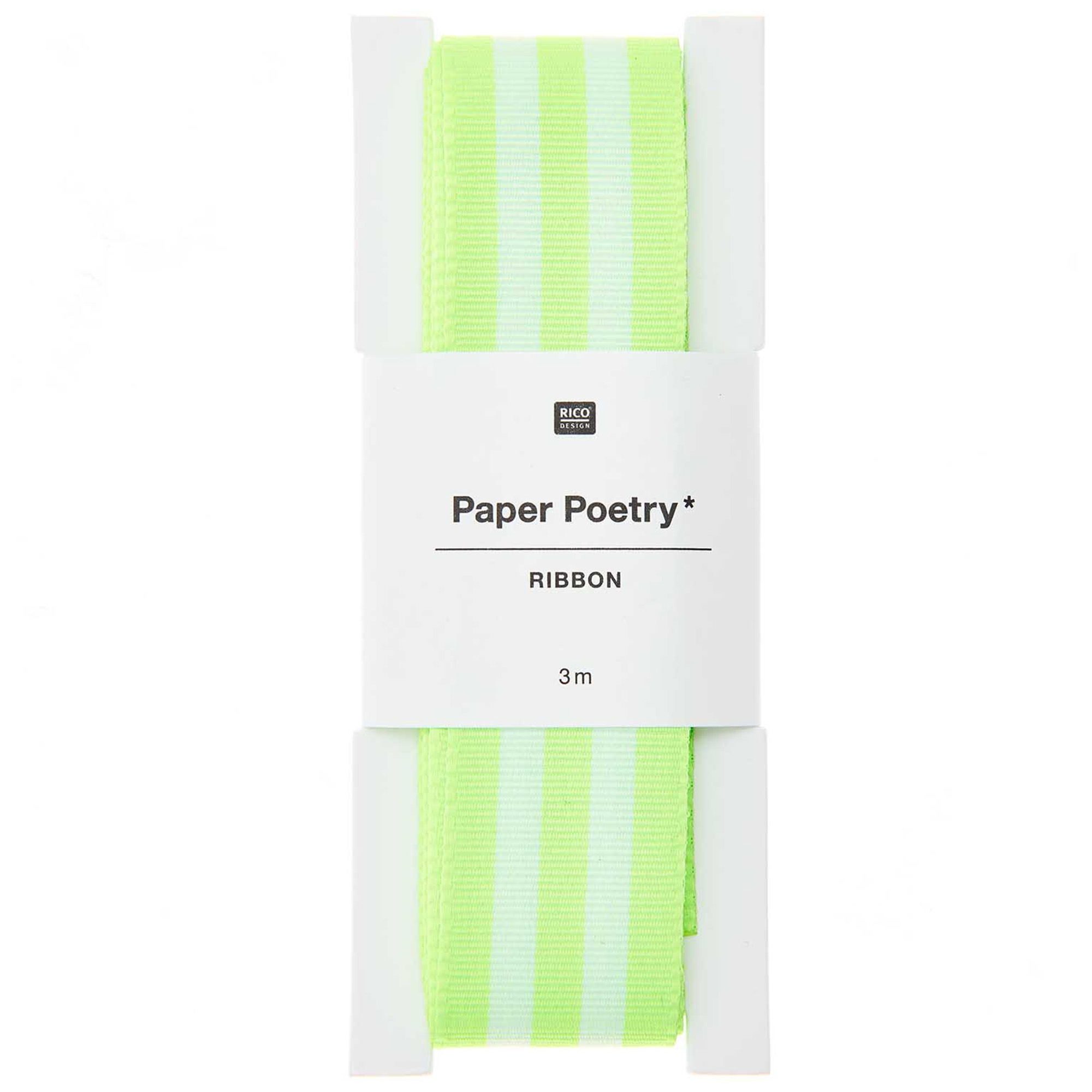 Webband Duo Streifen, Neon Grün/Weiß 25mm / 3m Webband Duo Streifen, Neon Grün/Weiß 25mm / 3m