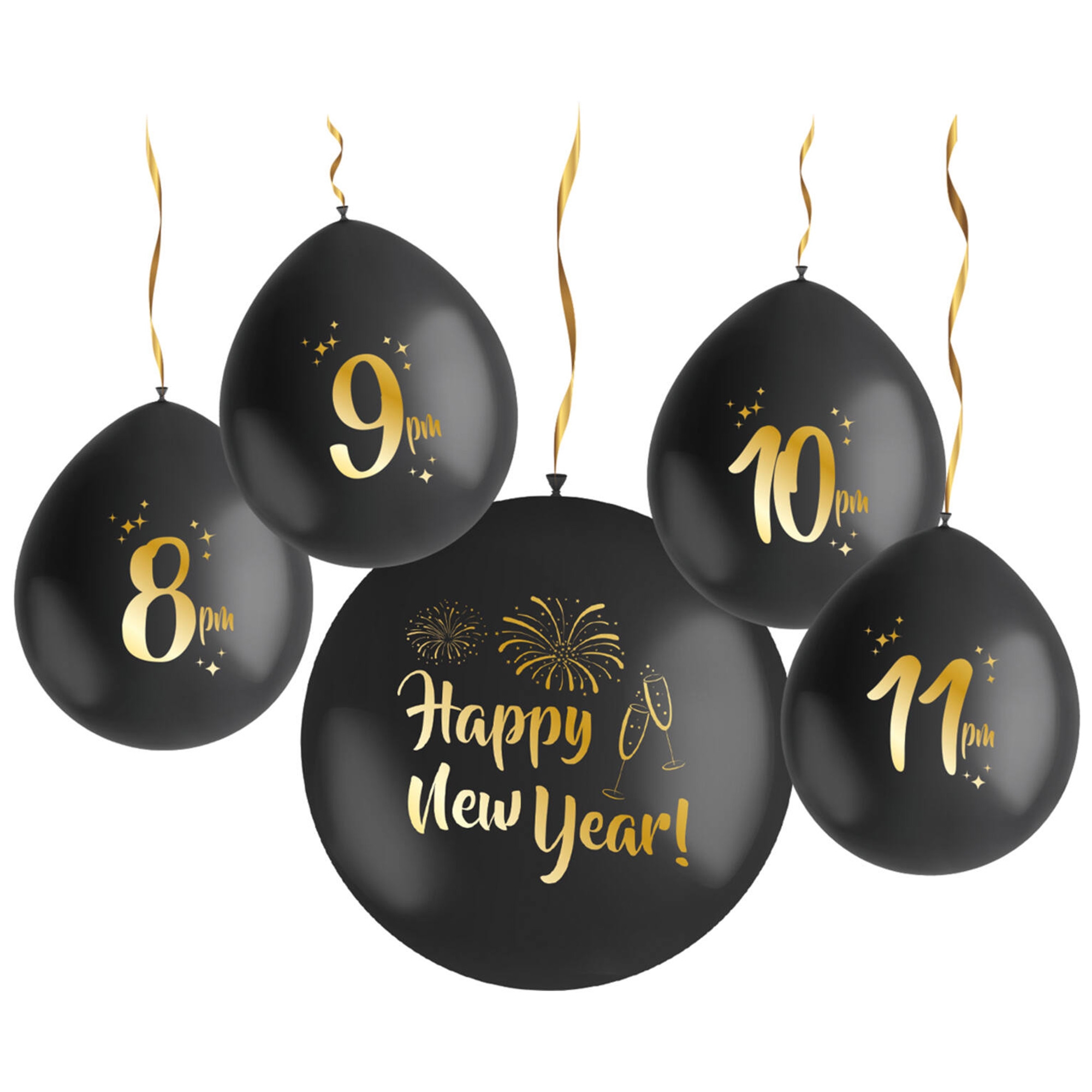 5 Latexballons im Set "Silvester Countdown" Zubehor