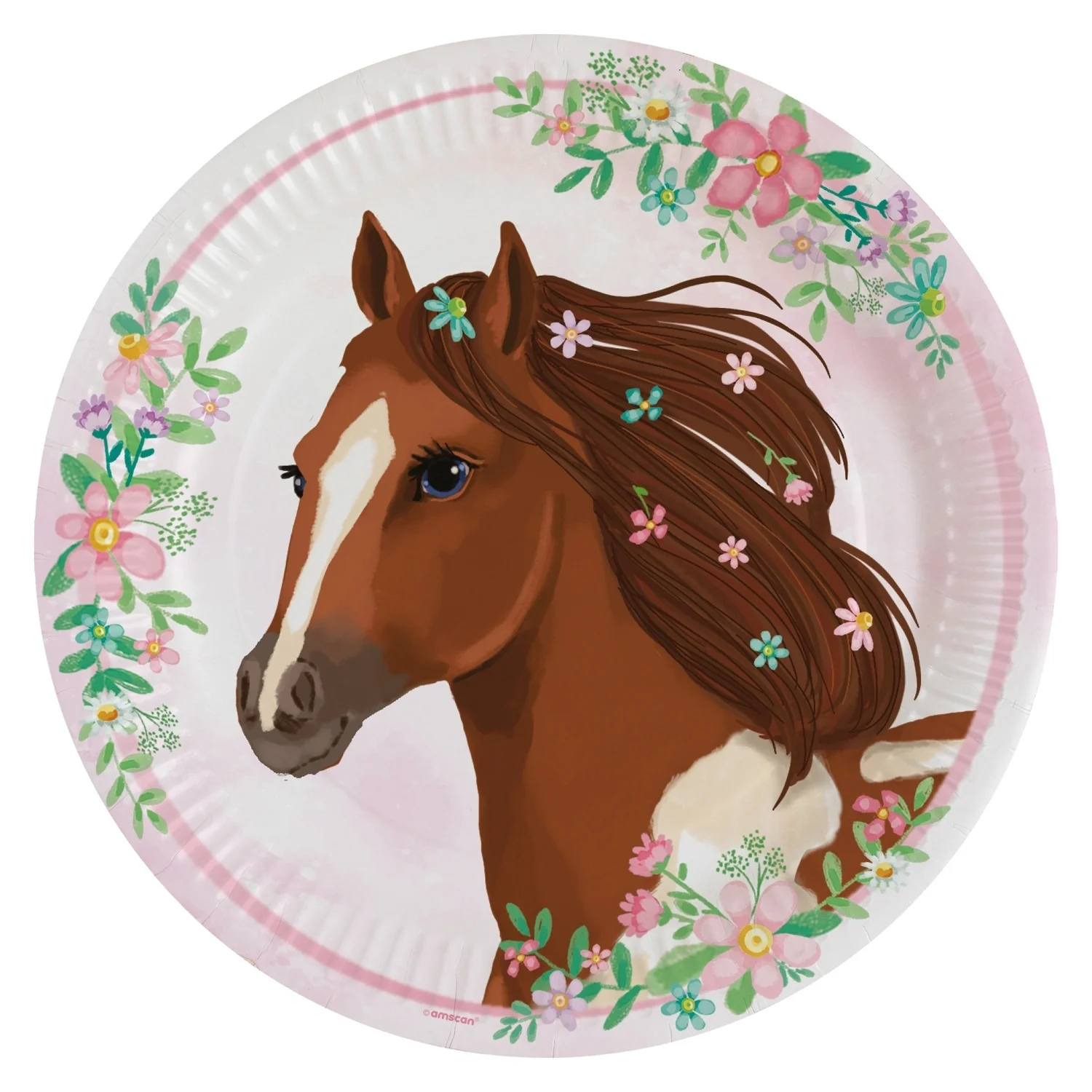Pappbecher, Pferd, Blumen, Floral, Hauptmotiv Pferd