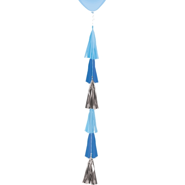 Ballon-Tassel-Girlande Blau/Silber