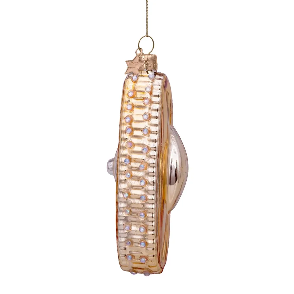 Glitzernde Kugel, Weihnachtsbaumschmuck, Hänger, Rund Ornament, Goldfarben