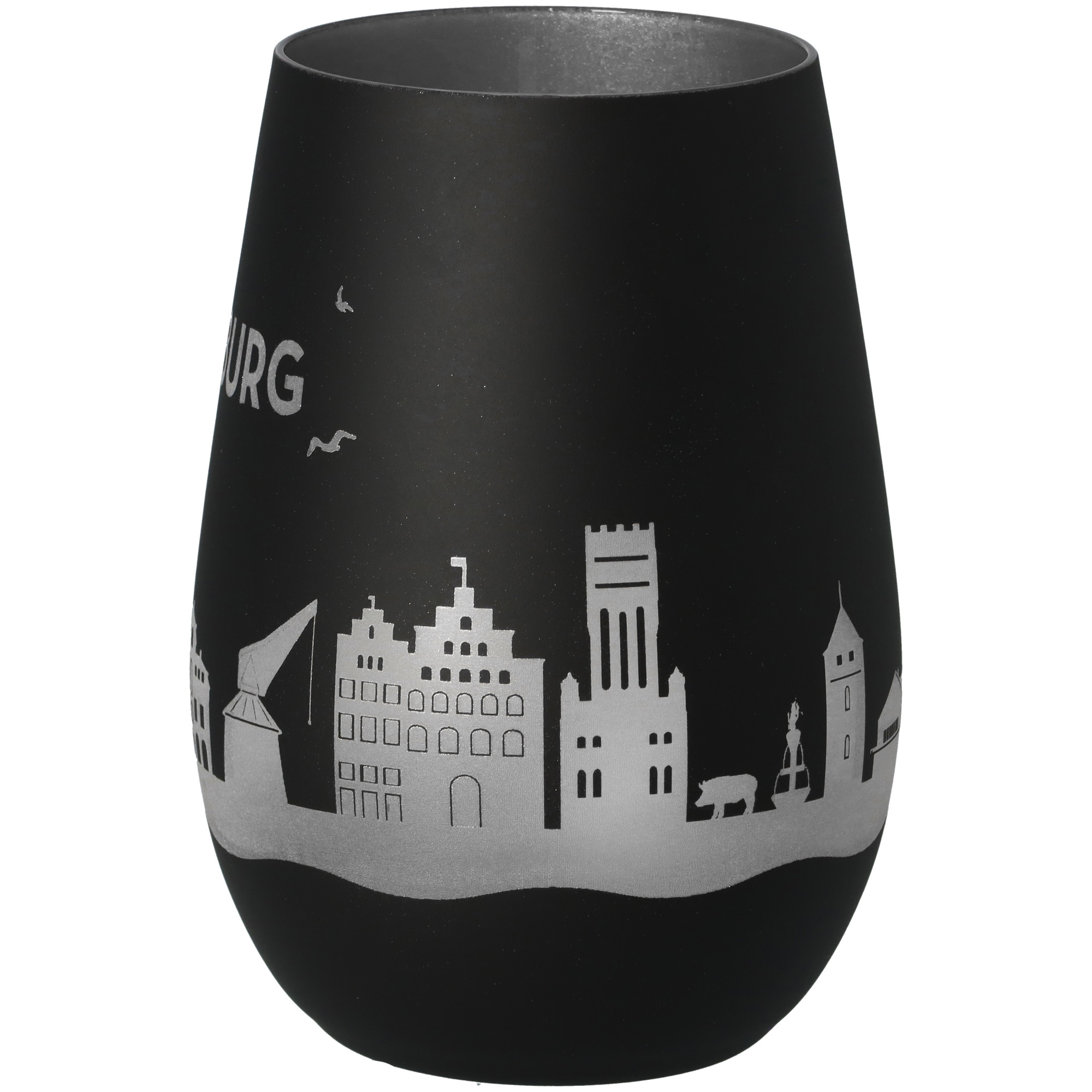 Windlicht Skyline Lüneburg Schwarz/Silber Töpferei, Krug, Lampe