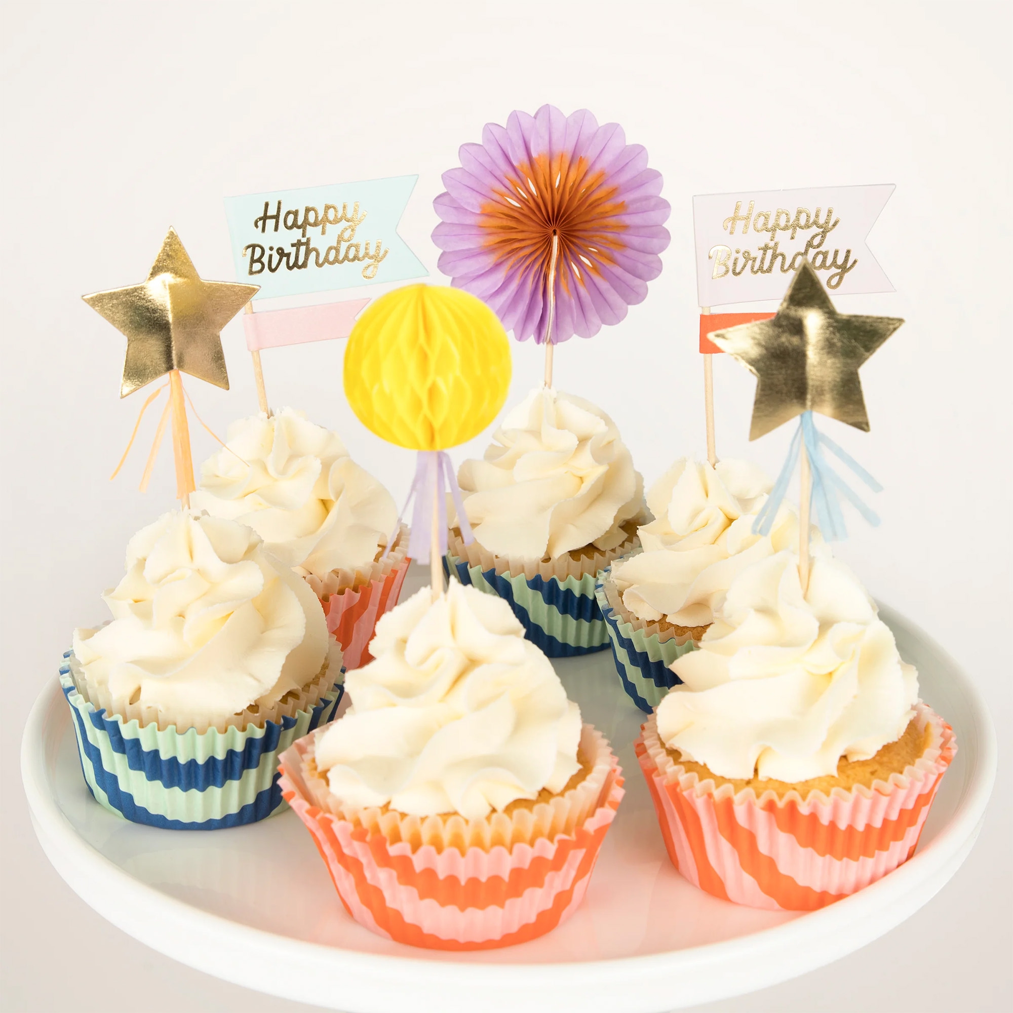 Meri Meri - Cupcake Set "Happy Birthday" gestreift 48 Teilig Meri Meri - Cupcake Set "Happy Birthday" gestreift 48 Teilig