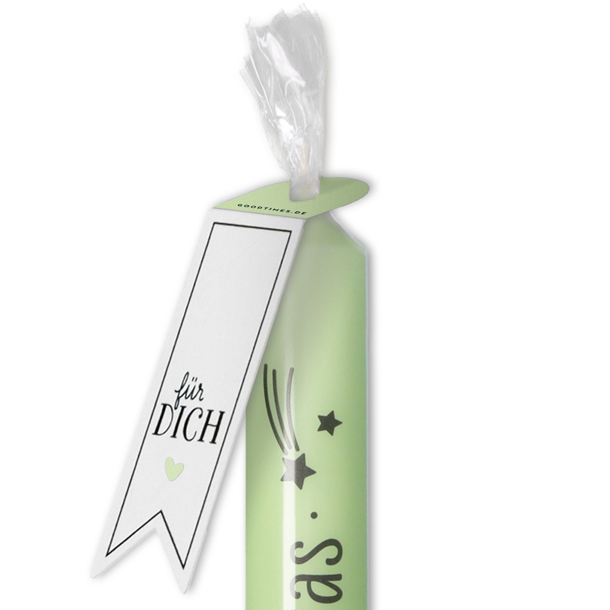 Stabkerze Mintgrün, Schwarz "Wünsch dir was" Stabkerze Mintgrün, Schwarz "Wünsch dir was"