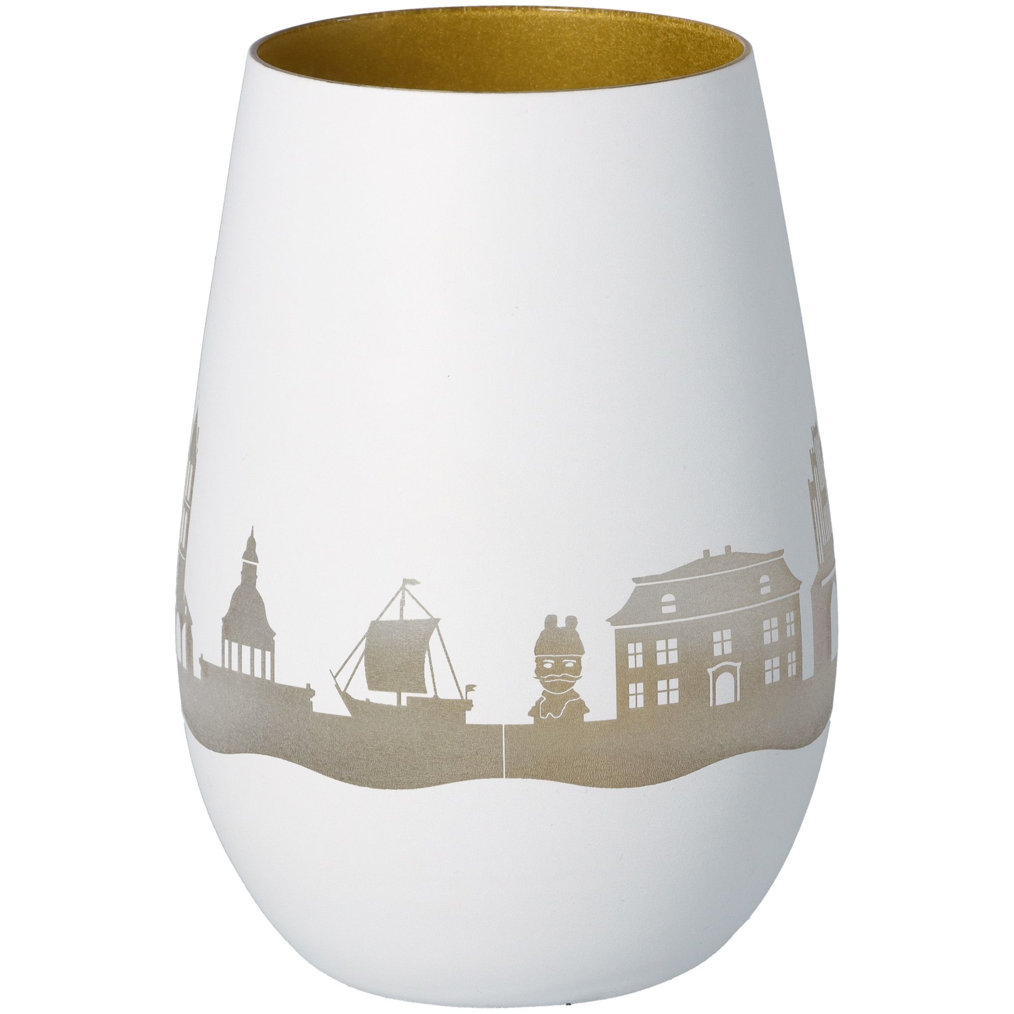 Windlicht Skyline Wismar Weiß/Gold Windlicht Skyline Wismar Weiß/Gold